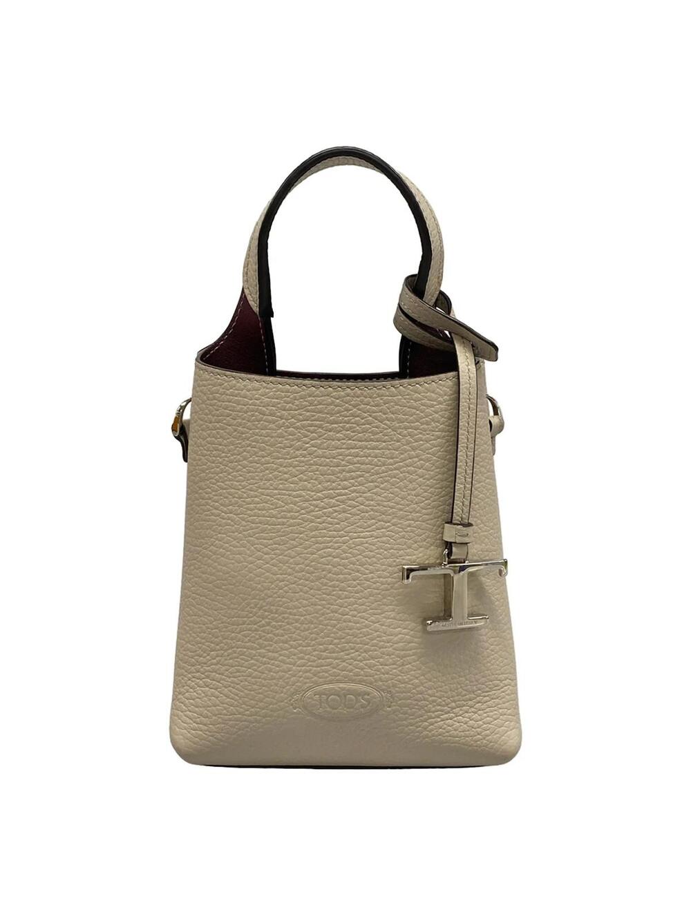 Tod's Gray Beige Leather Handbag #372666T87B